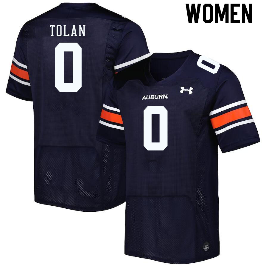 Women #0 DeMario Tolan Auburn Tigers College Football Jerseys Stitched-Navy